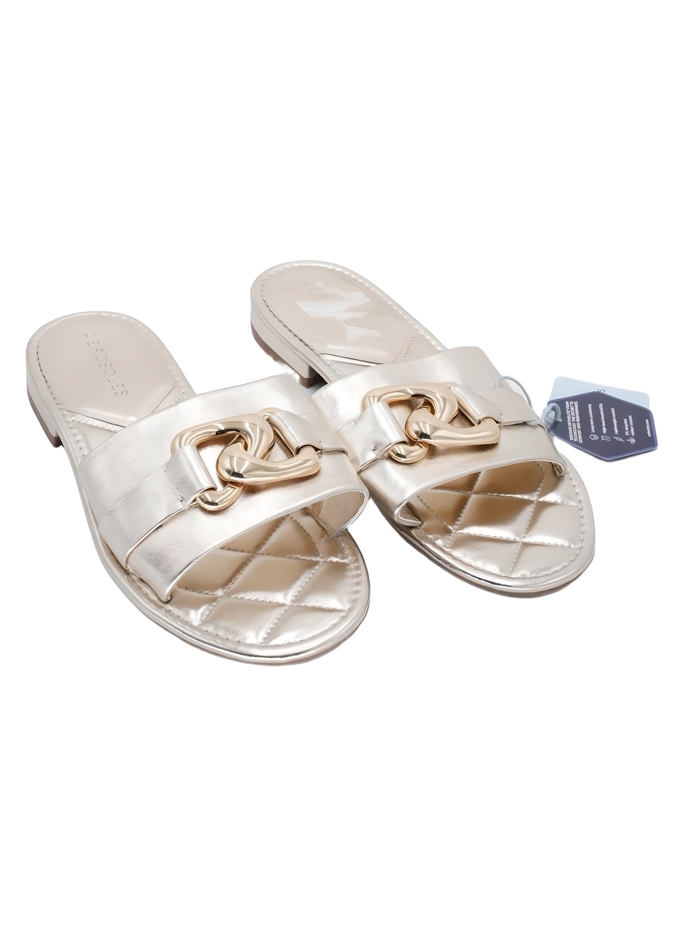 Aerosoles Big Charm Gold Metallic Quilted Slide Sandals Size 11M
